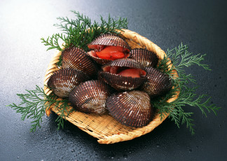 Картинка еда рыба +морепродукты +суши +роллы ракушки морепродукты корзинка мидии