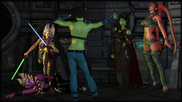 обоя 3д графика, существа , creatures, взгляд, халки, оружие, девушки