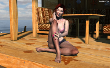 Картинка 3д+графика люди+ people улыбка рыжая взгляд девушка