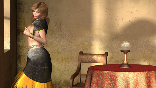 Обои картинки фото 3д графика, люди , people, окно, взгляд, девушка