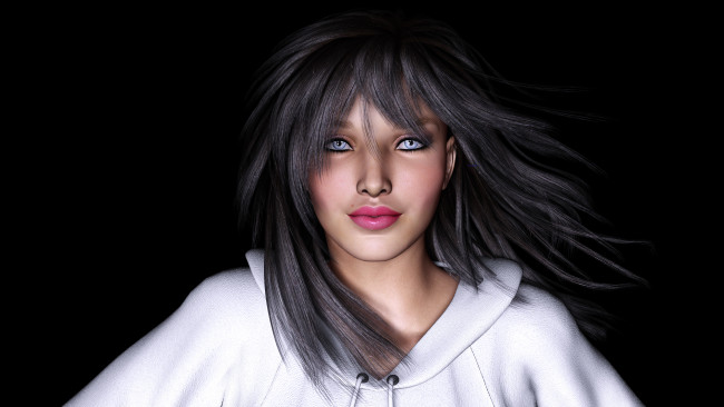 Обои картинки фото 3д графика, портрет , portraits, взгляд, фон, девушка