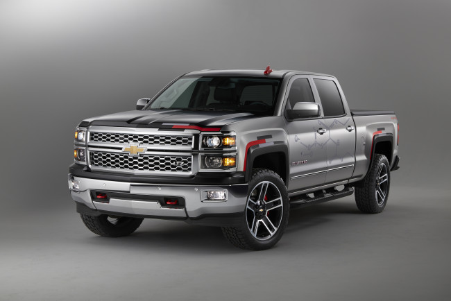Обои картинки фото автомобили, chevrolet, silverado, серый, 2014, concept, toughnology