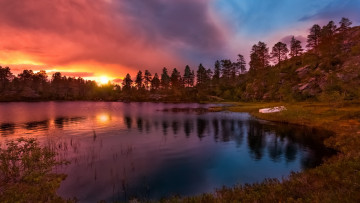 Картинка природа восходы закаты закат озеро