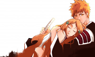 Картинка аниме bleach орихиме ичиго куросаки меч блич orihime inoe kurosaki ichigo