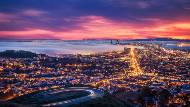 Обои картинки фото города, - панорамы, заря, утро, город