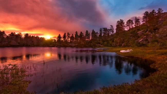 Обои картинки фото природа, восходы, закаты, закат, озеро