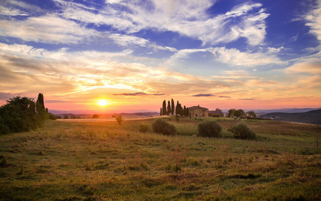 Обои картинки фото природа, восходы, закаты, лето, картинки, италия, тоскана, закат