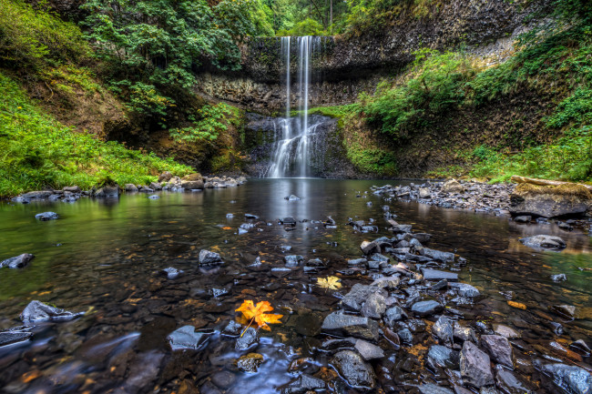 Обои картинки фото природа, водопады, водопад, лес, река