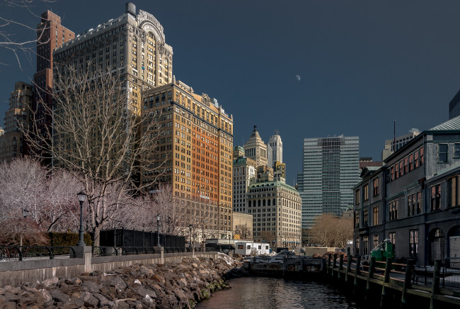 Обои картинки фото battery park,  manhattan, города, нью-йорк , сша, водоем, набережная, высотки