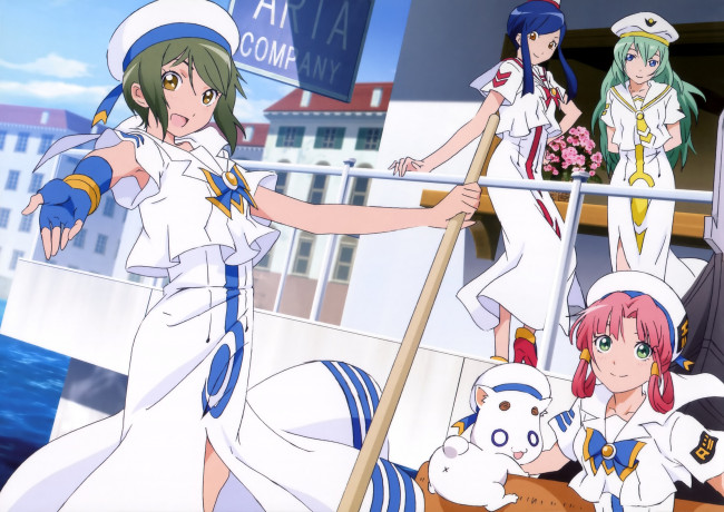 Обои картинки фото аниме, aria, alice, carroll, девочки, tagme, artist, aika, granzchesta, mizunashi, akari, ai, pokoteng