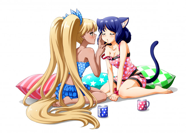 Обои картинки фото аниме, животные,  существа, cyan, tagme, artist, retoree, show, by, rock, макияж, девушки, арт