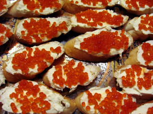 Картинка еда икра бутерброды красная масло багет