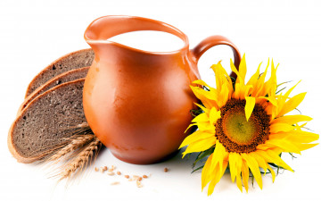 Картинка еда масло +молочные+продукты подсолнух хлеб молоко кувшин