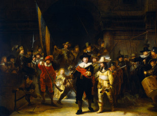 Картинка рисованное живопись копия масло геррит лунденс ночной дозор рота капитана баннинга кока дерево картина