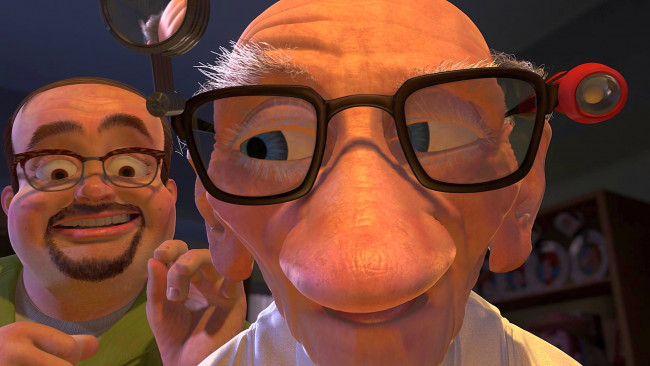 Обои картинки фото мультфильмы, toy story 2, мужчина, очки, двое