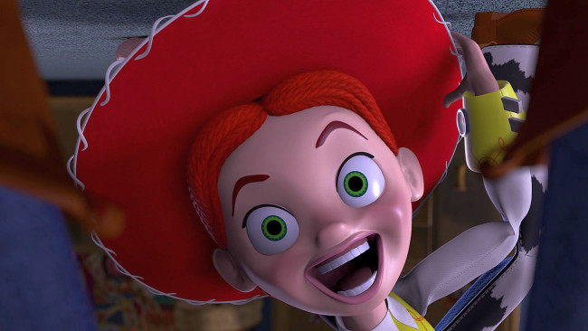 Обои картинки фото мультфильмы, toy story 2, шляпа, лицо, девушка, игрушка