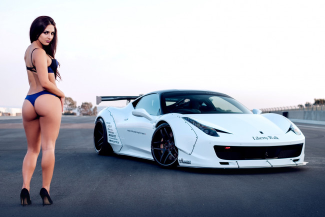 Обои картинки фото автомобили, -авто с девушками, ferrari