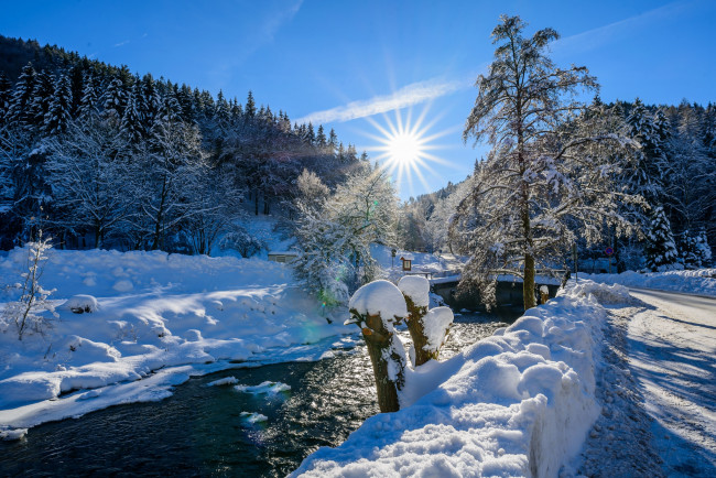 Обои картинки фото природа, зима, простор