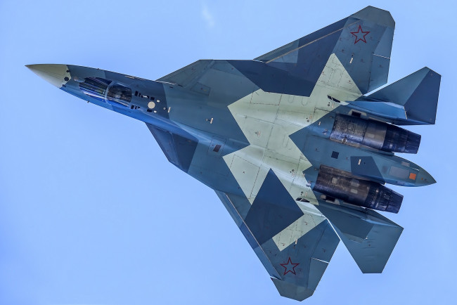 Обои картинки фото su-57 , t-50 pak-fa, авиация, боевые самолёты, истребитель