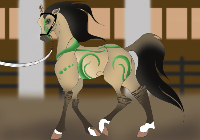 Обои картинки фото рисованное, животные,  лошади, лошадь, фон