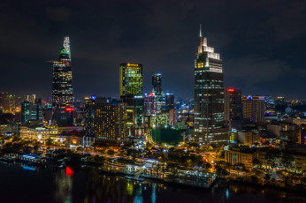 Картинка saigon города -+огни+ночного+города простор
