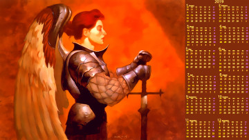 Картинка календари фэнтези крылья оружие профиль воин