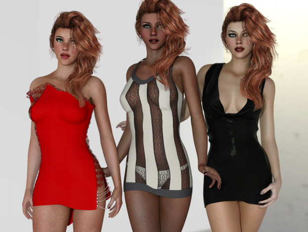 Обои картинки фото 3д графика, люди , people, фон, взгляд, девушки