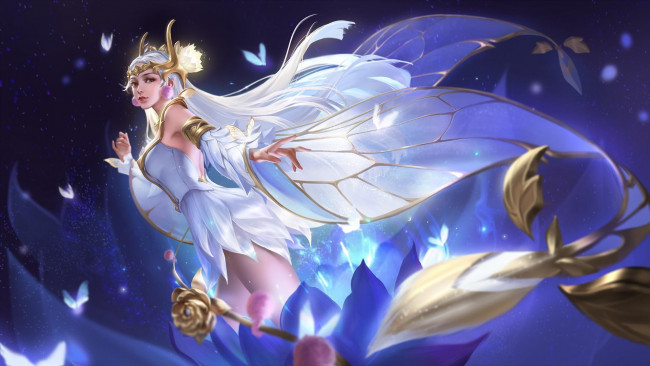 Обои картинки фото фэнтези, феи, девушка, лепестки, крылья