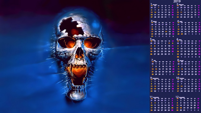 Обои картинки фото календари, фэнтези, череп