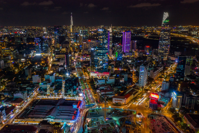 Обои картинки фото saigon, города, - огни ночного города, простор