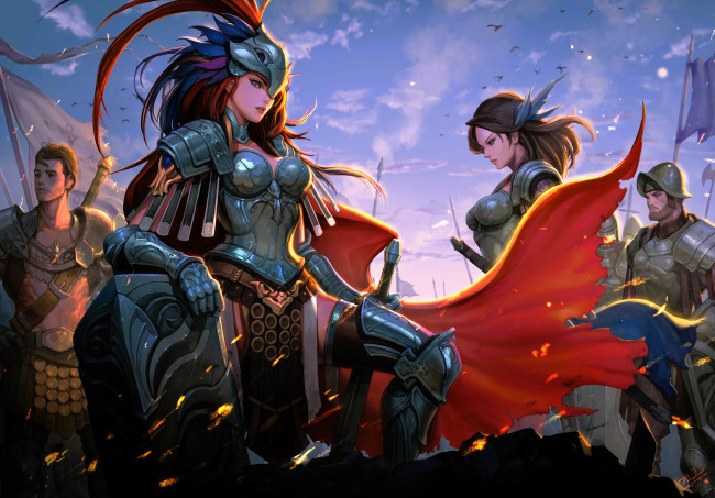 Обои картинки фото фэнтези, люди, девушки, парни, воины, рыцари