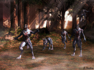 Картинка 3д графика creatures существа лучи лес