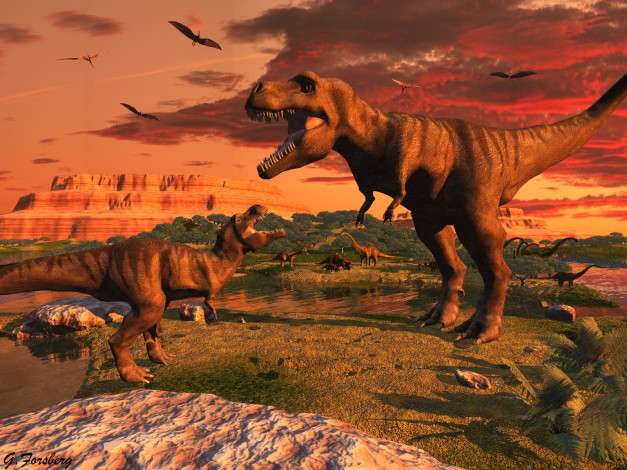 Обои картинки фото 3д, графика, animals, животные, динозавры, растения