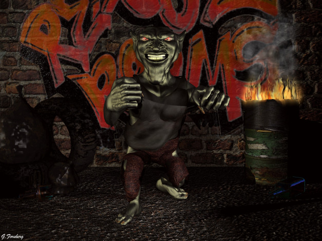 Обои картинки фото 3д, графика, creatures, существа, стена, существо