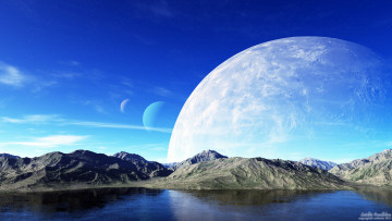 Картинка разное компьютерный дизайн планеты озеро горы