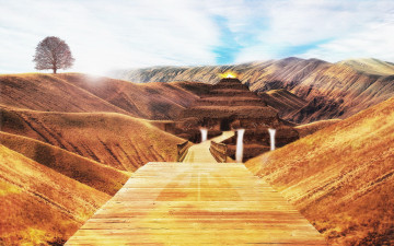 Картинка разное компьютерный дизайн горы пустыня пирамида дерево