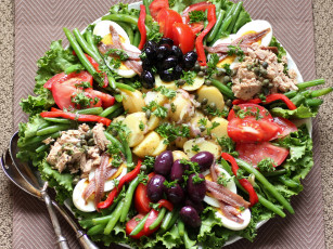 Картинка еда салаты закуски nicoise салат помидоры овощи рыба