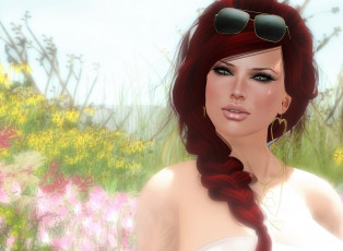 Картинка 3д графика portraits портрет коса очки