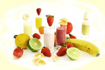 Картинка еда напитки сок клубника банан лимон