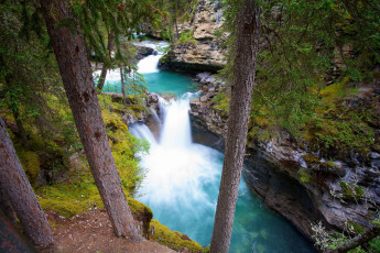 Картинка johnston canyon banff np canada природа водопады лес горы парк каньон река