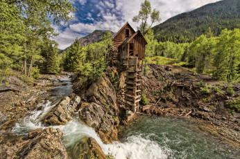 Картинка crystal mill colorado природа реки озера river кристал колорадо водяная мельница река лес