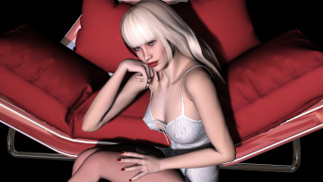 Картинка 3д графика people люди блондинка задумчивость взгляд девушка