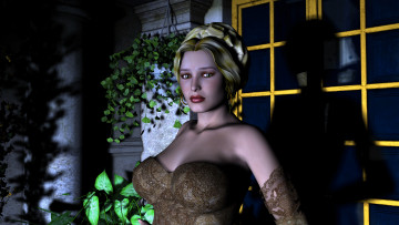 Картинка 3д графика people люди взгляд девушка растения