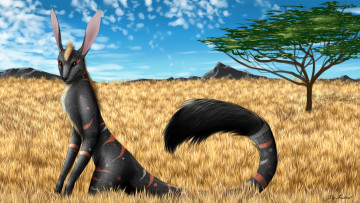 Картинка рисованные животные сказочные мифические дерево савана