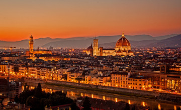 Картинка florence tuscany italy города улицы площади набережные ночной город тоскана здания собор река набережная панорама
