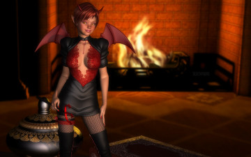 Картинка 3д графика fantasy фантазия камин кастаника