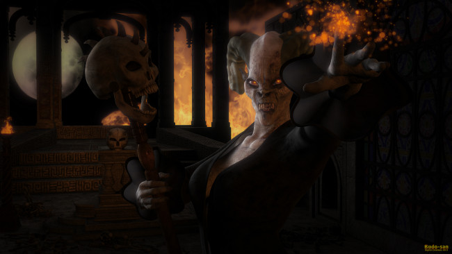 Обои картинки фото 3д, графика, creatures, существа, череп, кастаника