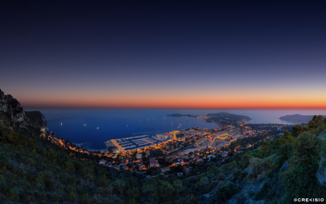 Обои картинки фото города, монте, карло, монако, monaco, панорама, ночной, город