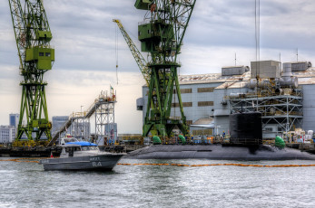 Картинка корабли разные+вместе субмарина катер порт