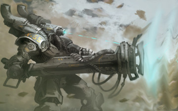 обоя фэнтези, роботы,  киборги,  механизмы, луч, mech, art, оружие, робот